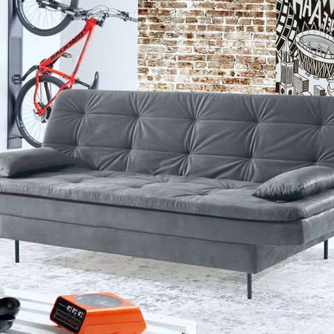 Estofado Sofá Cama Flip 90x185x90cm Cinza