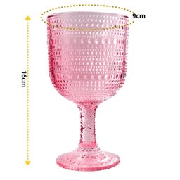 Jogo com 6 Taças Pérola de Vidro Rosa de Agua ou Suco 390ml - 2