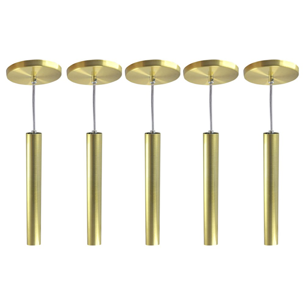 Kit 9 Pendente Luminária Tubo Dourado 30 Cm + Led Cabo Cristal Lâmpada:Branco Frio - 1