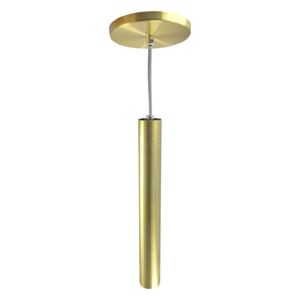 Kit 9 Pendente Luminária Tubo Dourado 30 Cm + Led Cabo Cristal Lâmpada:Branco Frio - 2