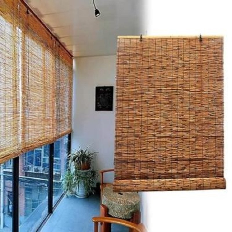 Esteira de Bambu Inteiro Natural Divisória 5mt x 1mt para Pergolado Decoração Cortinas Decore Fácil  - 2