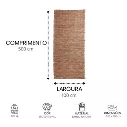 Esteira de Bambu Inteiro Natural Divisória 5mt x 1mt para Pergolado Decoração Cortinas Decore Fácil  - 5