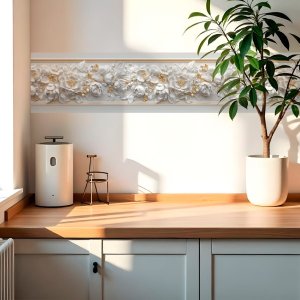 Faixa Decorativa Adesiva (autocolante) - Relevo Floral 3