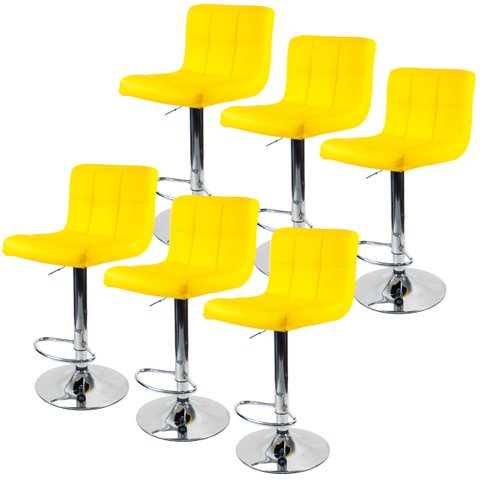 Kit 6 Banquetas Gomos para Cozinha 3-35 Cor:amarela