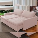 Ver imagem 7 de Sofá Cama Retrátil Reclinável 208cm Lari F04 Veludo Rosê