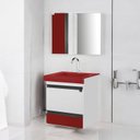 Ver imagem 1 de Gabinete de Banheiro com Espelheira Kit Natal 55,0cm x 40,5cm x 57,0cm Branco/Vermelho