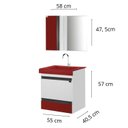 Ver imagem 3 de Gabinete de Banheiro com Espelheira Kit Natal 55,0cm x 40,5cm x 57,0cm Branco/Vermelho