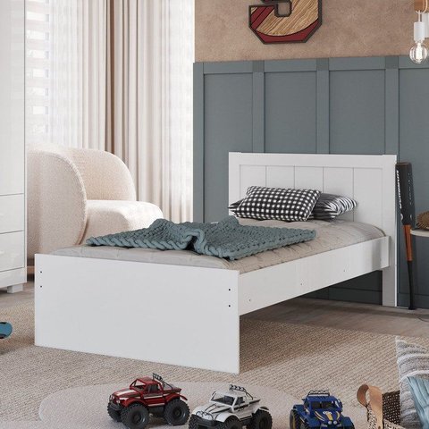 Cama Infantil Babá 100% MDF Margo Espresso Móveis Branco/Brilho