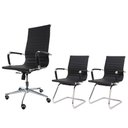 Ver imagem 1 de Kit Cadeira de Escritório Stripes Presidente + 2 Cadeiras de Escritório Stripes Fixas Pretas