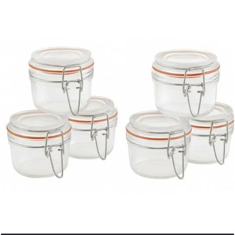Conjunto de Potes Herméticos de Vidro com 6 Peças de 200 Ml.