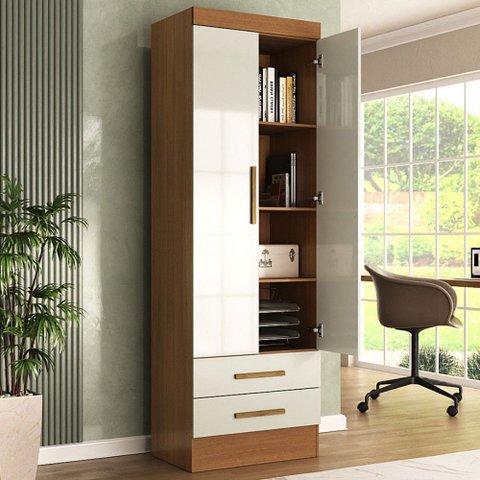 Armário para Escritório Modulare 2 Portas 2 Gavetas Cinamomo/off White - Panorama Móveis