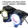 Kit 2x Farol Milha Led Moto Universal Aluminio U7 Angel Eyes com Interruptor - 2