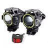 Kit 2x Farol Milha Led Moto Universal Aluminio U7 Angel Eyes com Interruptor - 1
