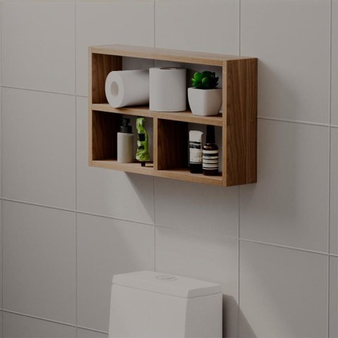 Nicho Decorativo Pequim Freijó para Banheiro Lavabo