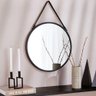 Espelho Adnet Redondo Preto com Alça de Couro 57,5x36 cm - Indo Decorar - 2