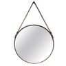 Espelho Adnet Redondo Preto com Alça de Couro 57,5x36 cm - Indo Decorar - 1