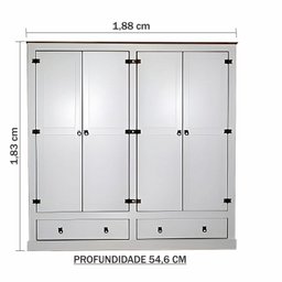 Guarda-roupa 04 Portas e 02 Gavetas Mdf/madeira Maciça - 4