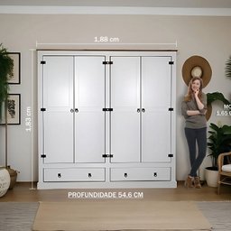Guarda-roupa 04 Portas e 02 Gavetas Mdf/madeira Maciça - 5