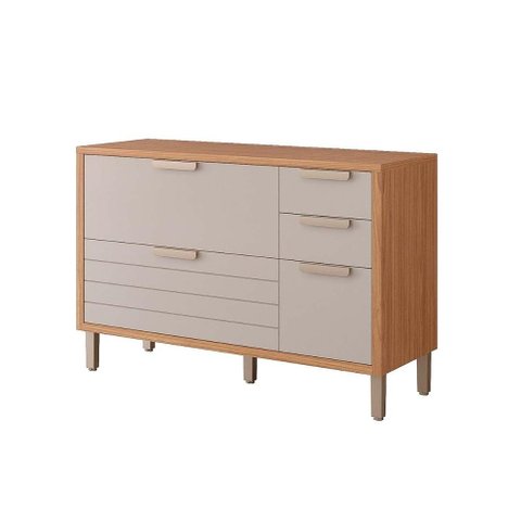 Gabinete P/pia Cozinha Balcão Eloise C/4 Gavetas e 1 Porta Basculante Riscada C/tampo 120 Cm Freijo