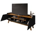 Ver imagem 3 de Rack para Tv até 65 Polegadas Mackenzie 2 Portas 1 Prateleira Preto Fosco/nature - Pnr Móveis