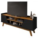 Ver imagem 1 de Rack para Tv até 65 Polegadas Mackenzie 2 Portas 1 Prateleira Preto Fosco/nature - Pnr Móveis