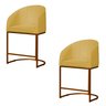 Kit 2 Banco Banqueta Poltrona Mia Base de Metal Bronze Suede Cor:amarelo - 1