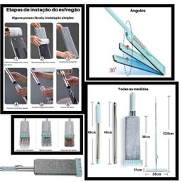 Esfregão Rodo Mop Inteligente 360 Flat Limpeza Piso 2 Refil - 2