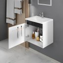 Ver imagem 3 de Kit Conjunto de Balcão para Banheiro Econômico 60cm Branco/preto Suspenso Fabribam