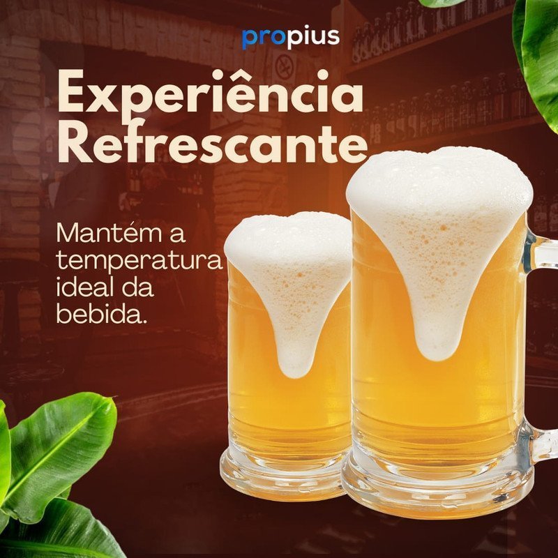 Kit 6 Caneca Chopp 380ml Vidro Resistente Alça Reforçada Churrasco Decoração Grosso Resistente Queda - 5