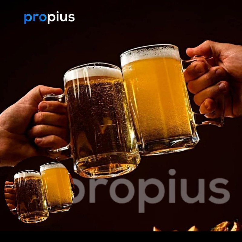 Kit 6 Caneca Chopp 380ml Vidro Resistente Alça Reforçada Churrasco Decoração Grosso Resistente Queda - 9