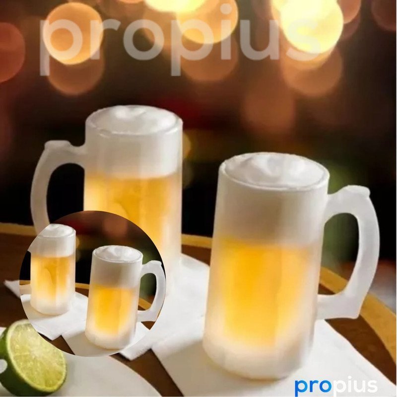 Kit 6 Caneca Chopp 380ml Vidro Resistente Alça Reforçada Churrasco Decoração Grosso Resistente Queda - 8