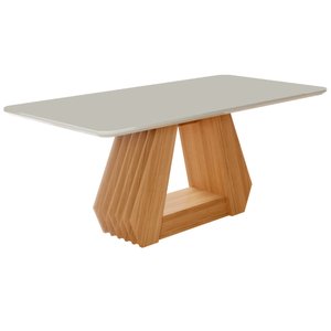Mesa para Sala de Jantar Agata 180 x 90 cm com Tampo MDF/Vidro Cimol Nature/Off White
