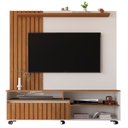 Ver imagem 2 de Estante Ripado para TV até 65 Polegadas MDF 160CMX188CM Rodízios Havana Bege