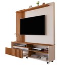 Ver imagem 5 de Estante Ripado para TV até 65 Polegadas MDF 160CMX188CM Rodízios Havana Bege