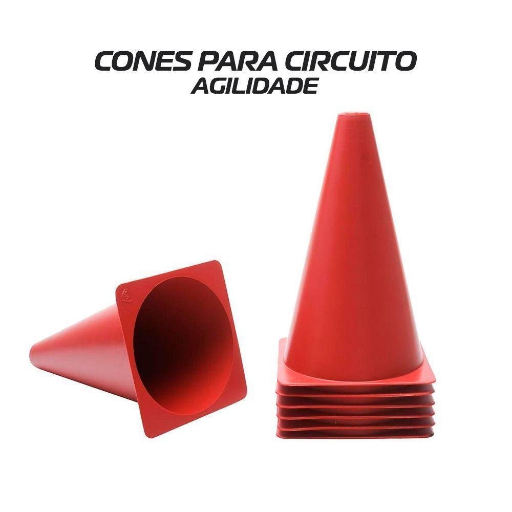 Kit 5 Cones Vermelho Circuito Liso Treino Agilidade