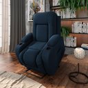 Ver imagem 1 de Poltrona do Papai Reclinável Sala de Cinema Crihs Elétrica Lift Elevação Veludo Azul G23 - Gran Belo