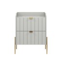 Ver imagem 2 de Mesa de Cabeceira 2 Gavetas Off White para Quarto Estilo Classico Moriah 45cm Pes e Puxadores Aço