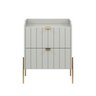 Mesinha de Canto Off White para Quarto Estilo Europeu Classico Moriah 45cm Pes e Puxadores Aço - 2