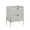 Mesinha de Canto Off White para Quarto Estilo Europeu Classico Moriah 45cm Pes e Puxadores Aço - 4