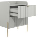 Ver imagem 6 de Mesa de Cabeceira 2 Gavetas Off White para Quarto Estilo Classico Moriah 45cm Pes e Puxadores Aço