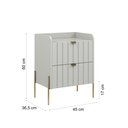 Ver imagem 7 de Mesa de Cabeceira 2 Gavetas Off White para Quarto Estilo Classico Moriah 45cm Pes e Puxadores Aço