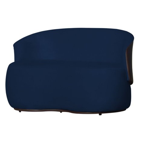 Poltrona Namoradeira Sofá Orgânico 2 Lugares Beatriz Composê Corino Marrom - Suede Azul Marinho