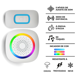 Campainha Residencial sem Fio Wireless Longo Alcance Branco - 6