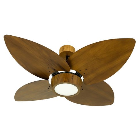 Ventilador de Teto Natuvent Dahlia Led 4 Pás Madeira Imbuia 3000k Branco Quente, Luz Amarela 127v