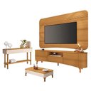 Ver imagem 1 de Rack Bancada Elara e Painel Armony Cinamomo com Mesa de Centro Liz e Aparador Fiero Off White