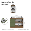 Ver imagem 3 de Conjunto Gabinete para Banheiro 110cm 3 Gavetas 3 Portas Rustic/verde Vik Madesa 01