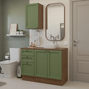 Ver imagem 1 de Conjunto Gabinete para Banheiro 110cm 3 Gavetas 3 Portas Rustic/verde Vik Madesa 01