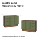 Ver imagem 5 de Conjunto Gabinete para Banheiro 110cm 3 Gavetas 3 Portas Rustic/verde Vik Madesa 01