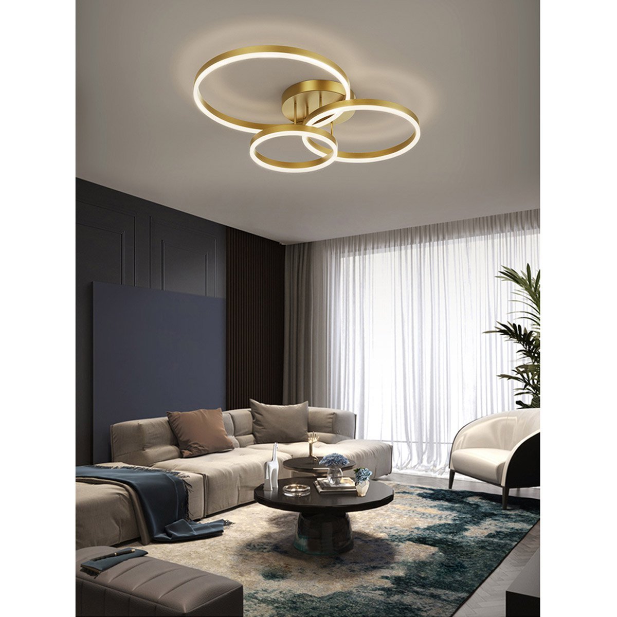 Lustre Led Luminaria 3 em 1 Arco Infinito Orbital Perfil Luxo Moderno Decorativo Sala Quarto Recepça - 4