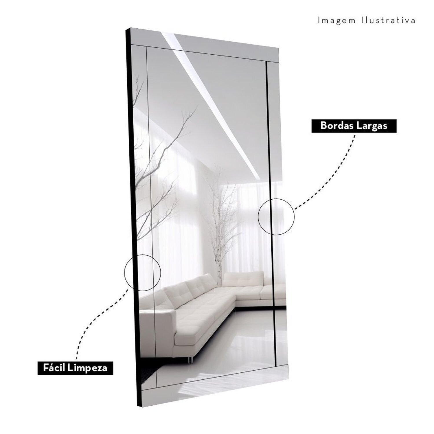 Espelho Decorativo de Chão Dubai 90cm X 185cm Retangular - 6
